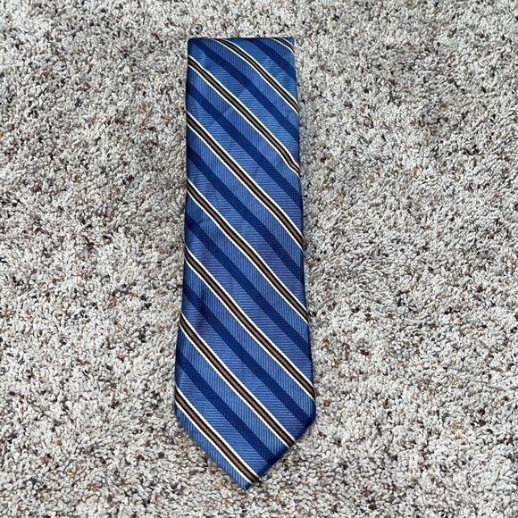 Jos. A. Bank Signature Collection Blue Striped Silk Neck Tie - Picture 1 of 3